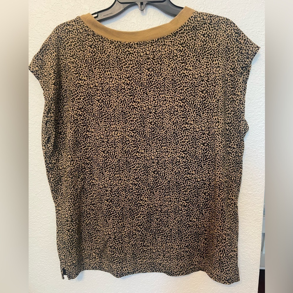 Medium LOFT T-Shirt Animal Print Cap Short Sleeve Stretch Relaxed Fit Tee